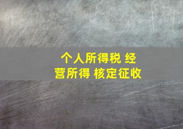 个人所得税 经营所得 核定征收